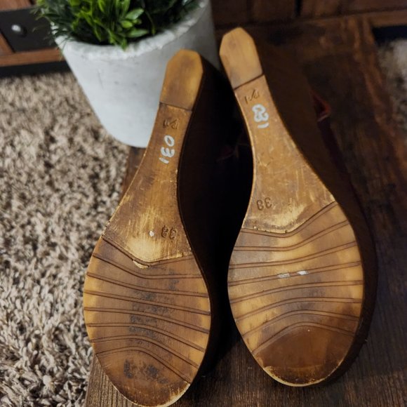 REBA MERLOT LEATHER WEDGES - Picture 3 of 8